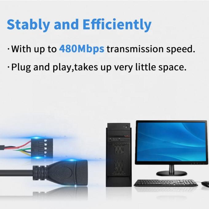 USB τύπου Α θηλυκό σε 9 πιν Dupont θηλυκό κεφαλίδα Motherboard Adapter καλώδιο 3