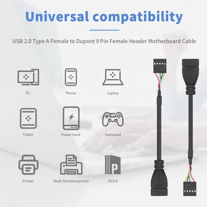 USB τύπου Α θηλυκό σε 9 πιν Dupont θηλυκό κεφαλίδα Motherboard Adapter καλώδιο 4