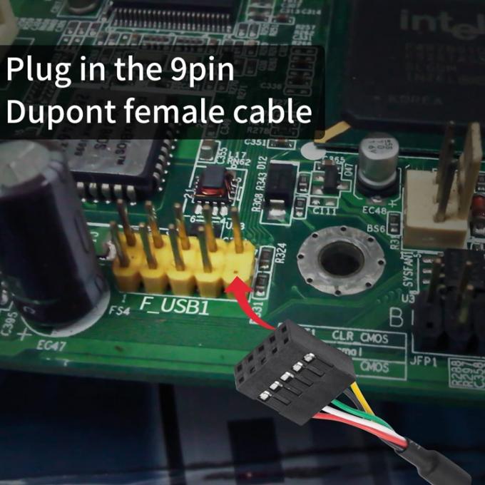 USB τύπου Α θηλυκό σε 9 πιν Dupont θηλυκό κεφαλίδα Motherboard Adapter καλώδιο 5