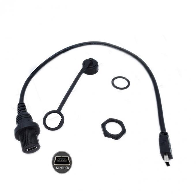 Μίνι USB αρσενικό σε Micro USB θηλυκό αδιάβροχο καλώδιο επέκτασης με πίνακα επιφάνειας επιφάνειας για αυτοκίνητο φορτηγό φορτηγό πλοίο μοτοσυκλέτα υπολογιστή 1