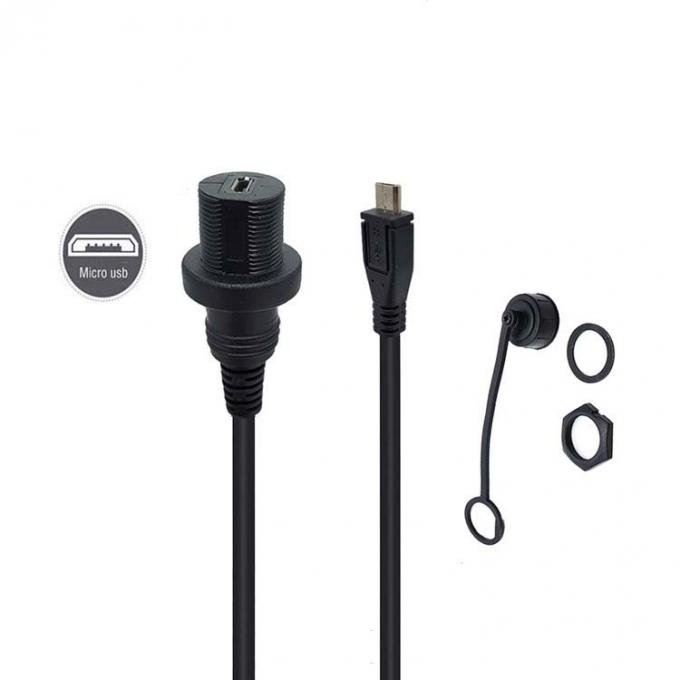 Μίνι USB αρσενικό σε Micro USB θηλυκό αδιάβροχο καλώδιο επέκτασης με πίνακα επιφάνειας επιφάνειας για αυτοκίνητο φορτηγό φορτηγό πλοίο μοτοσυκλέτα υπολογιστή 0