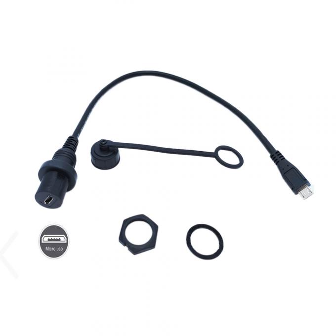 Μίνι USB αρσενικό σε Micro USB θηλυκό αδιάβροχο καλώδιο επέκτασης με πίνακα επιφάνειας επιφάνειας για αυτοκίνητο φορτηγό φορτηγό πλοίο μοτοσυκλέτα υπολογιστή 2