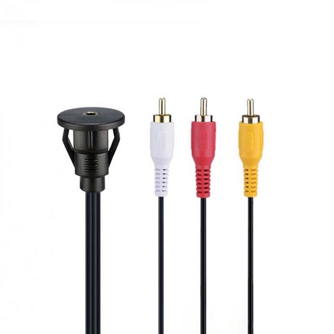 Προσαρμοσμένο DC 3.5 έως 3RCA Αδιάβροχο καλώδιο επέκτασης με πίνακα επιφάνειας Flush Mount για αυτοκίνητο φορτηγό φορτηγό πλοίο υπολογιστή μοτοσικλέτας 2