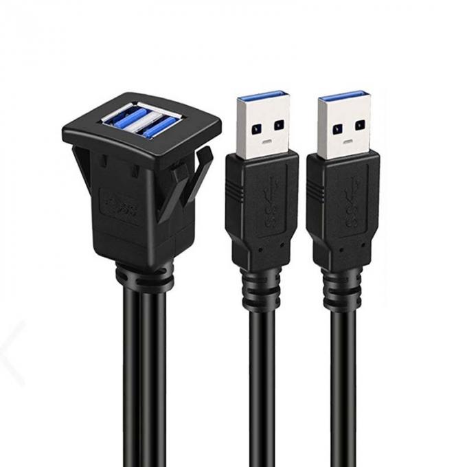 Δύο τετραγωνικά USB 3.0 2.0 αρσενικό προς θηλυκό αδιάβροχο καλώδιο επέκτασης με πίνακα επιφάνειας επιφάνειας για αυτοκίνητο φορτηγό φορτηγό πλοίο μοτοσυκλέτα υπολογιστή 0