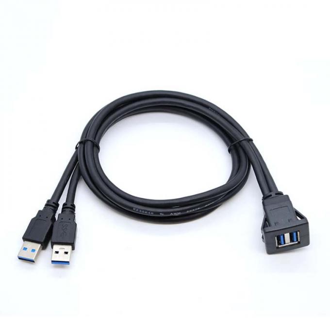 Δύο τετραγωνικά USB 3.0 2.0 αρσενικό προς θηλυκό αδιάβροχο καλώδιο επέκτασης με πίνακα επιφάνειας επιφάνειας για αυτοκίνητο φορτηγό φορτηγό πλοίο μοτοσυκλέτα υπολογιστή 1