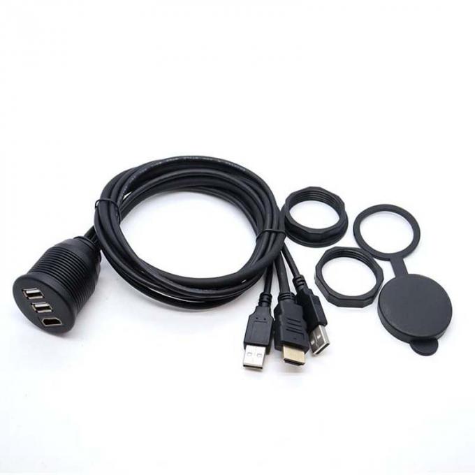 3 θύρες USB 2.0 αρσενικό προς USB 2.0 θηλυκό Αδιάβροχο καλώδιο επέκτασης με πίνακα επιφάνειας επιφάνειας για αυτοκίνητο φορτηγό φορτηγό πλοίο μοτοσυκλέτα υπολογιστή 3