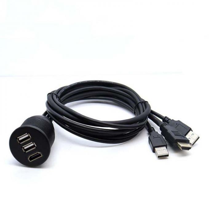 3 θύρες USB 2.0 αρσενικό προς USB 2.0 θηλυκό Αδιάβροχο καλώδιο επέκτασης με πίνακα επιφάνειας επιφάνειας για αυτοκίνητο φορτηγό φορτηγό πλοίο μοτοσυκλέτα υπολογιστή 2