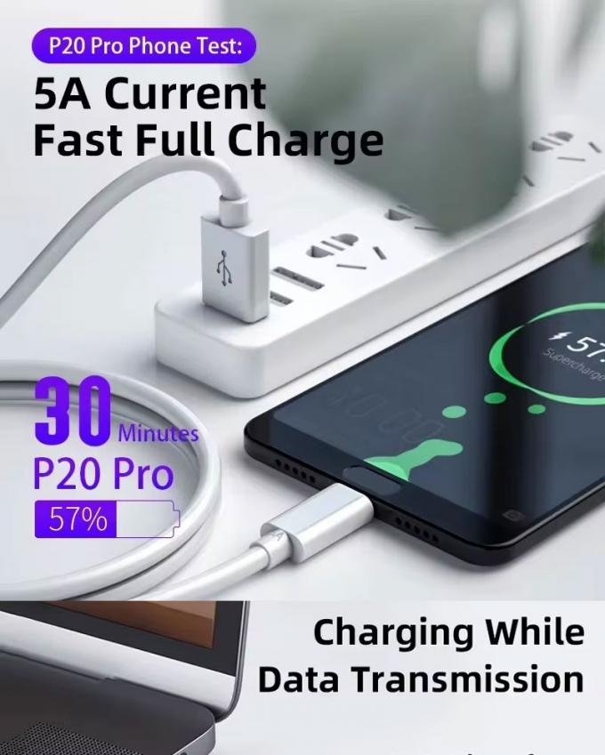 Υψηλής ποιότητας 1M 2M 5A ταχεία φόρτιση USB με καλώδιο φόρτισης δεδομένων τύπου C για Huawei Android Phone 2
