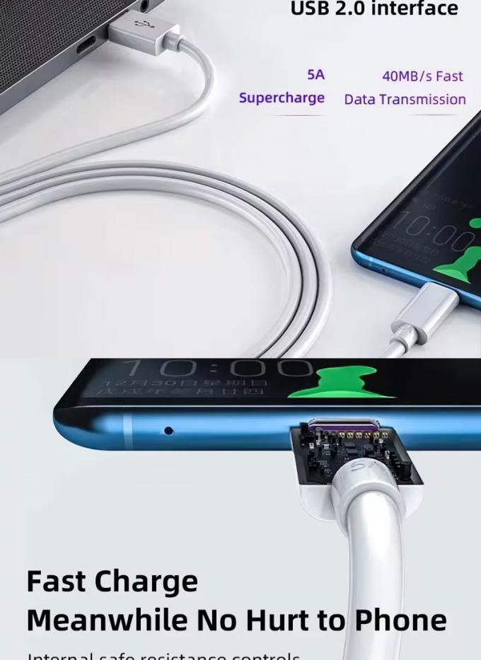 Υψηλής ποιότητας 1M 2M 5A ταχεία φόρτιση USB με καλώδιο φόρτισης δεδομένων τύπου C για Huawei Android Phone 3