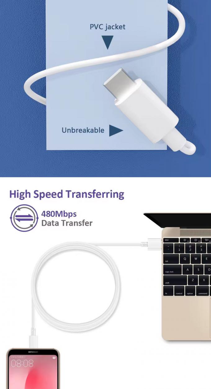 Υψηλής ποιότητας 1M 2M 5A ταχεία φόρτιση USB με καλώδιο φόρτισης δεδομένων τύπου C για Huawei Android Phone 6