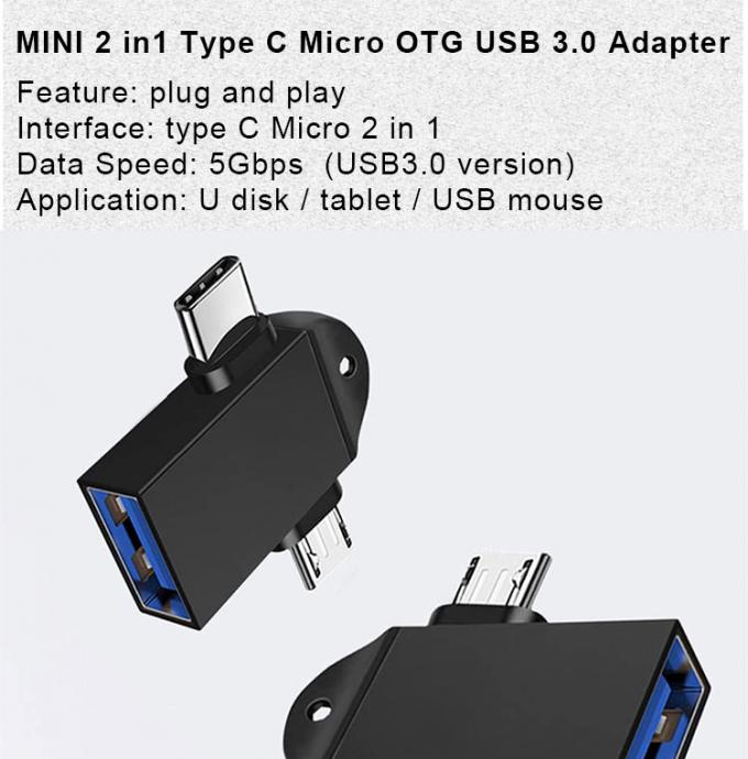 2 σε 1 USB3.0 σε Micro B Type C USB μετατροπέας OTG Adapter για Android Phone U Disk Mouse 0