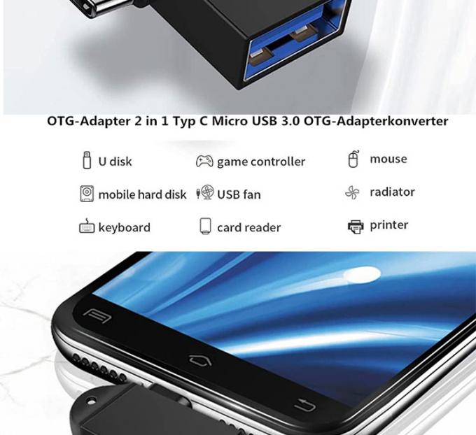 2 σε 1 USB3.0 σε Micro B Type C USB μετατροπέας OTG Adapter για Android Phone U Disk Mouse 2