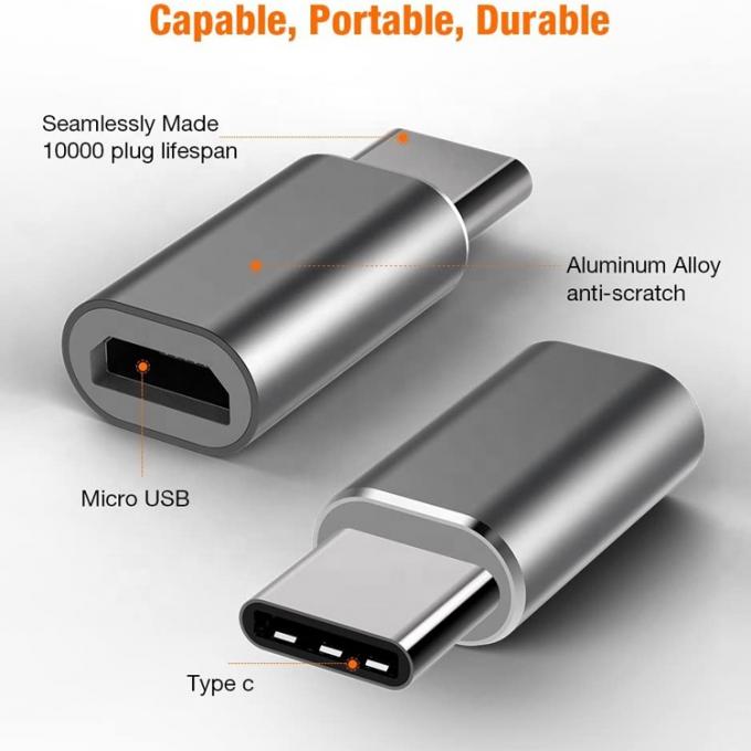 Προσαρμοστής μετατροπής OTG Plug and Play Metal Shell Micro USB θηλυκό προς τύπο C αρσενικό 1
