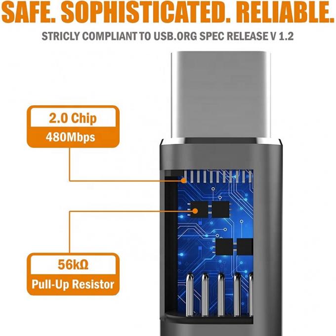 Προσαρμοστής μετατροπής OTG Plug and Play Metal Shell Micro USB θηλυκό προς τύπο C αρσενικό 2