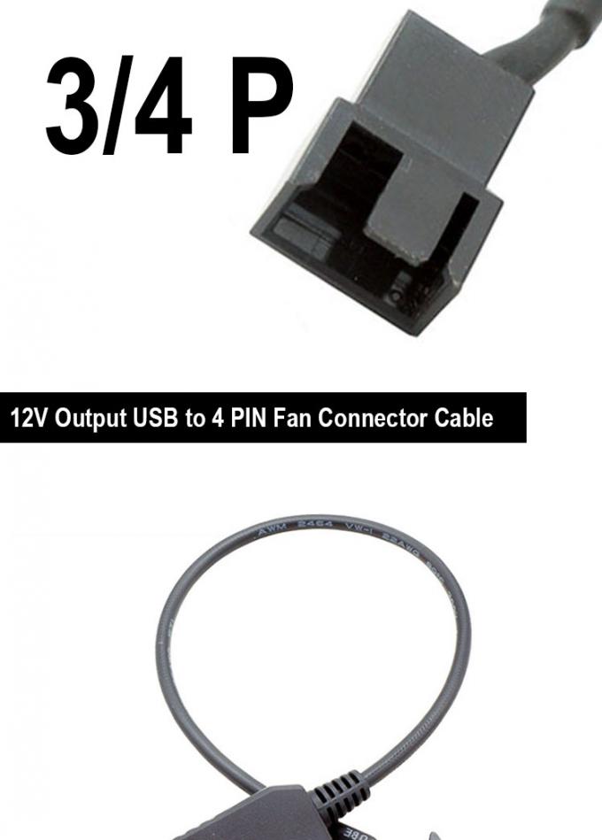 USB 5V έως 12V τάση Step Up 3 Pin και 4 Pin PC Fan Power Adapter καλώδιο 1