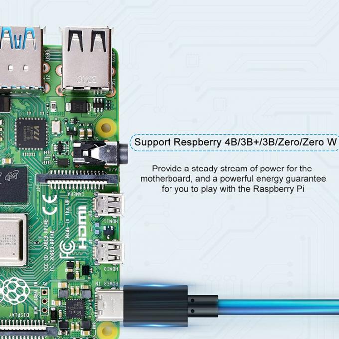1m 5V 3A USB Type C καλώδιο ρεύματος φορτιστή με διακόπτη ON OFF για Raspberry Pi 7