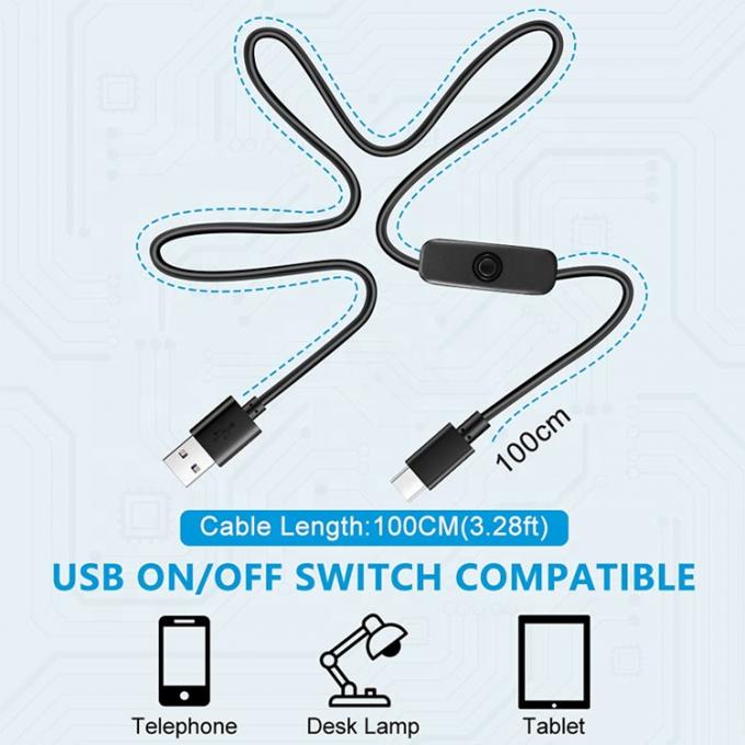 1m 5V 3A USB Type C καλώδιο ρεύματος φορτιστή με διακόπτη ON OFF για Raspberry Pi 5