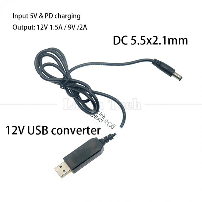QC3.0 QC2.0 QC φόρτιση Μεγάλη έξοδος 12V 1.5A 9V 2A 5V έως 12V καλώδιο φορτιστή USB για λωρίδα LED δρομολογητή 3
