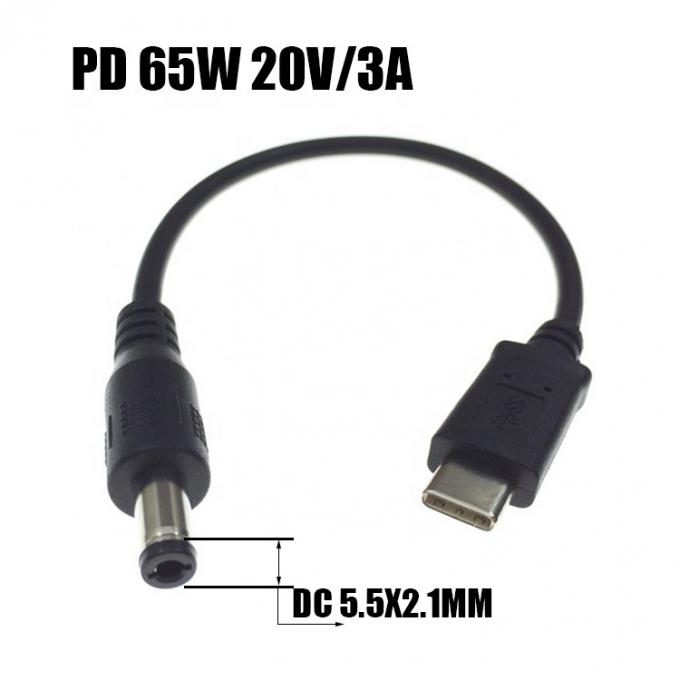 Γρήγορη φόρτιση 20V 3A 65W USB τύπου C έως 5.5mm X 2.1mm DC Power PD Καλώδιο φόρτισης για φορητό υπολογιστή 2