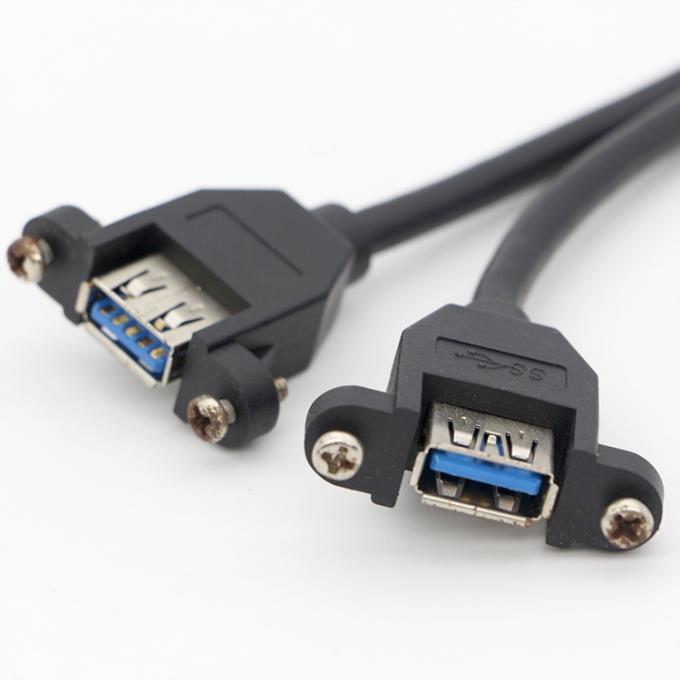 Y Splitter Screw Locking Stud Διπλό USB 3.0 Τύπου A Γυναικείο πίνακα Mount USB καλώδιο με Molex 2