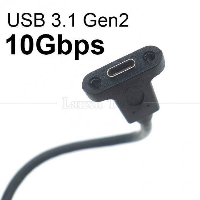USB3.1 Gen2 10Gbps Κλειδώματος βίδες USB τύπου C Άντρας σε θηλυκό καλώδιο επέκτασης τοποθέτησης πάνελ 3
