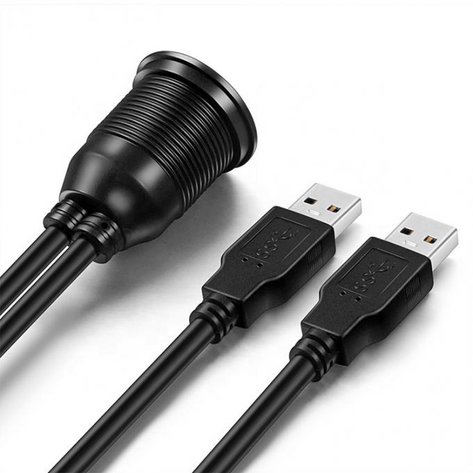 Αδιάβροχο αρσενικό προς θηλυκό Aux Car Dashboard Panel Δύο USB 3.0 Flush Mount Extension Cable για μοτοσυκλέτα 3