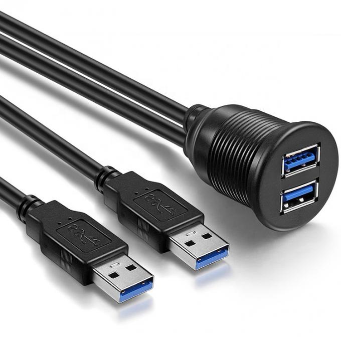 Αδιάβροχο αρσενικό προς θηλυκό Aux Car Dashboard Panel Δύο USB 3.0 Flush Mount Extension Cable για μοτοσυκλέτα 4