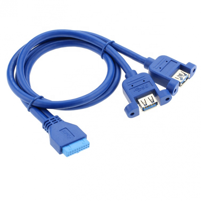 Διπλό πίνακα USB 3.0 A θηλυκό σε IDC 20 PIN θηλυκό καλώδιο μητρικής πλακέτας 1