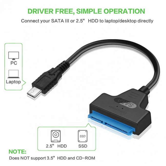 Υψηλής ταχύτητας 5Gbps SDD HDD σκληρό δίσκο 2,5 ιντσών USB τύπου C 3.1 με καλώδιο προσαρμοστή Sata 3