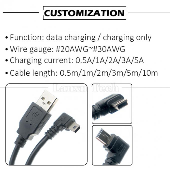 Προσαρμογή 90 μοίρες αριστερή γωνία USB A αρσενικό σε MINI 5P καλώδιο USB για κάμερα ελεγκτή PS3 1