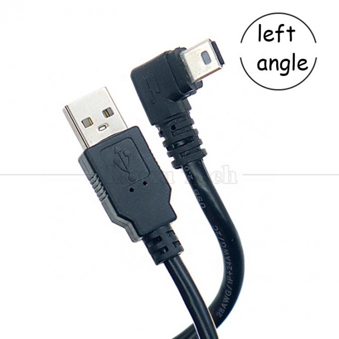 Προσαρμογή 90 μοίρες αριστερή γωνία USB A αρσενικό σε MINI 5P καλώδιο USB για κάμερα ελεγκτή PS3 2