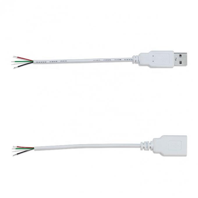 Προσαρμοσμένο 1m 2m 3m λευκό USB A αρσενικό προς ανοιχτό άκρο καλωδίου επέκτασης 2
