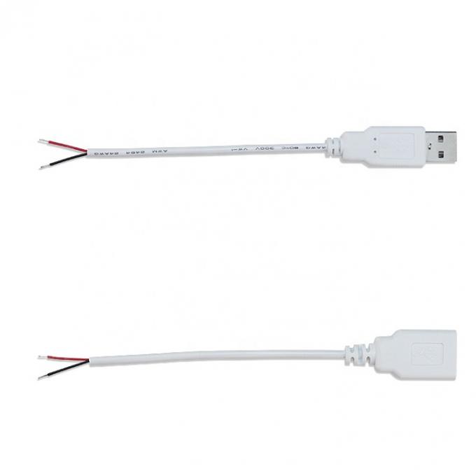 Προσαρμοσμένο 1m 2m 3m λευκό USB A αρσενικό προς ανοιχτό άκρο καλωδίου επέκτασης 1
