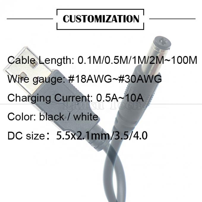 1M 2A 5V USB σε DC 5.5x2.1mm Barrel Jack Power Charger Cable για φως Led Φώτα Φωνάκτης Φαν Tablet Camera Router TV Box 6