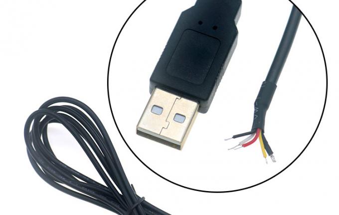 Ασπίδα USB A Άντρας σε 4 γυμνά καλώδια Ανοιχτό άκρο καλώδιο Pigtail 6