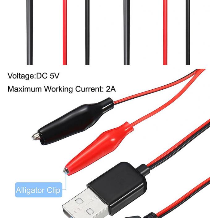 Άντρας-γυναίκας σύνδεσμος USB σε διπλό χαλκό Κραβίδες κροκοδείλου Κλιπς αλιγάτορα Δοκιμή οδηγεί καλώδιο προσαρμογέα καλωδίου για ηλεκτρικό κύκλωμα 1