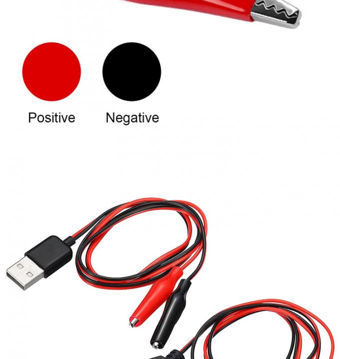 Άντρας-γυναίκας σύνδεσμος USB σε διπλό χαλκό Κραβίδες κροκοδείλου Κλιπς αλιγάτορα Δοκιμή οδηγεί καλώδιο προσαρμογέα καλωδίου για ηλεκτρικό κύκλωμα 3