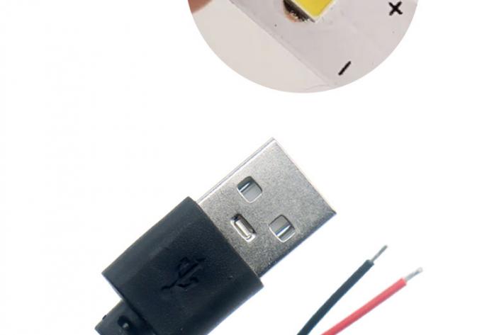 Υψηλής ποιότητας 5V USB 2.0 Άντρας για να ανοίξει απογυμνωμένο γυμνό 2pin καλώδια Τελικό καλώδιο Pigtail για LED φως λάμπα Strip 5