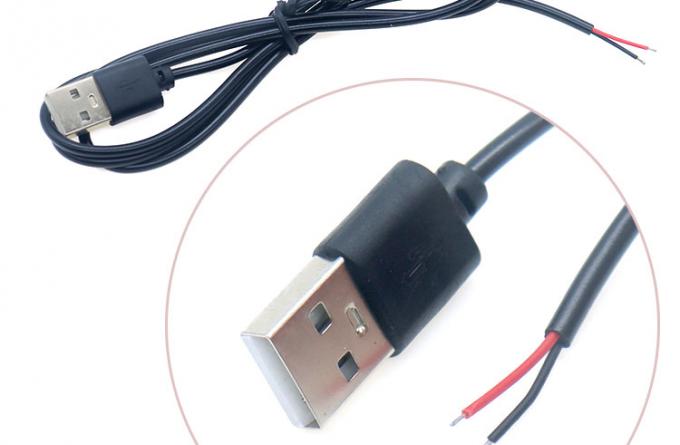 Υψηλής ποιότητας 5V USB 2.0 Άντρας για να ανοίξει απογυμνωμένο γυμνό 2pin καλώδια Τελικό καλώδιο Pigtail για LED φως λάμπα Strip 3