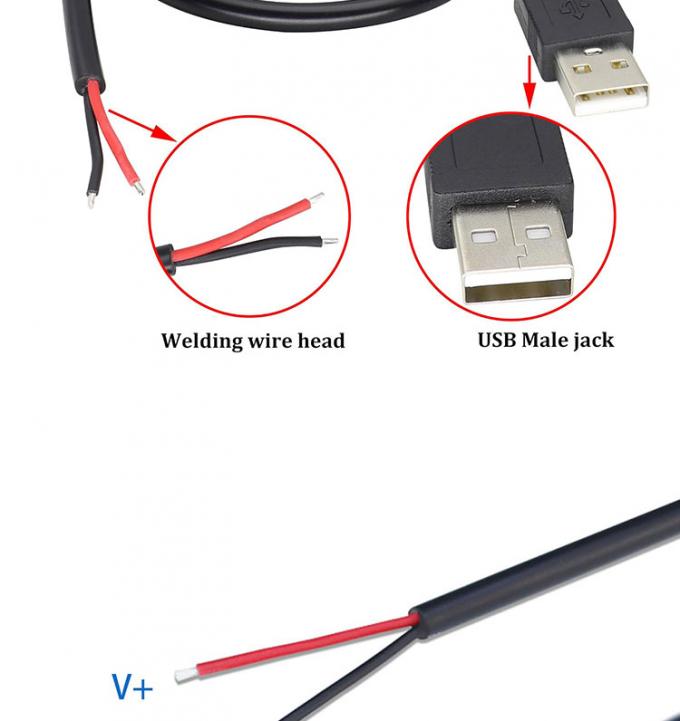 5V USB για να ανοίξετε απογυμνωμένα καλαμποκασμένα γυμνά καλώδια Τελικό καλώδιο φορτιστή ηλεκτρικής ενέργειας Pigtail για λαμπτήρα LED Strip Light 4