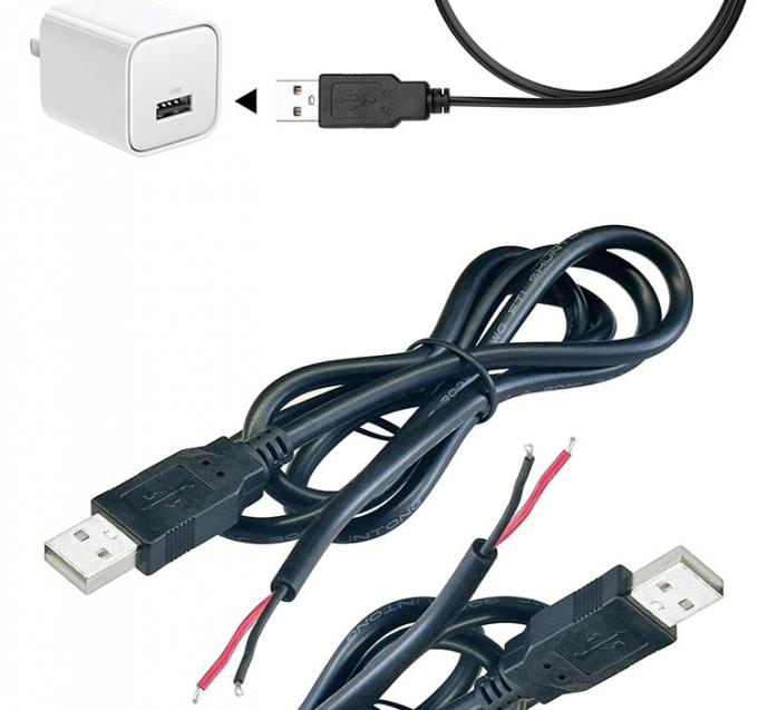 5V USB για να ανοίξετε απογυμνωμένα καλαμποκασμένα γυμνά καλώδια Τελικό καλώδιο φορτιστή ηλεκτρικής ενέργειας Pigtail για λαμπτήρα LED Strip Light 7
