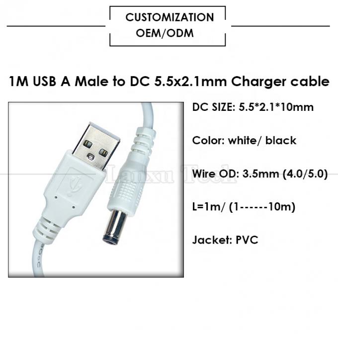 USB A αρσενικό έως 2,1x5,5mm DC βαρέλι Jack συνδετήρα καλώδιο φόρτισης ρεύματος για ομιλητή δρομολογητή 2