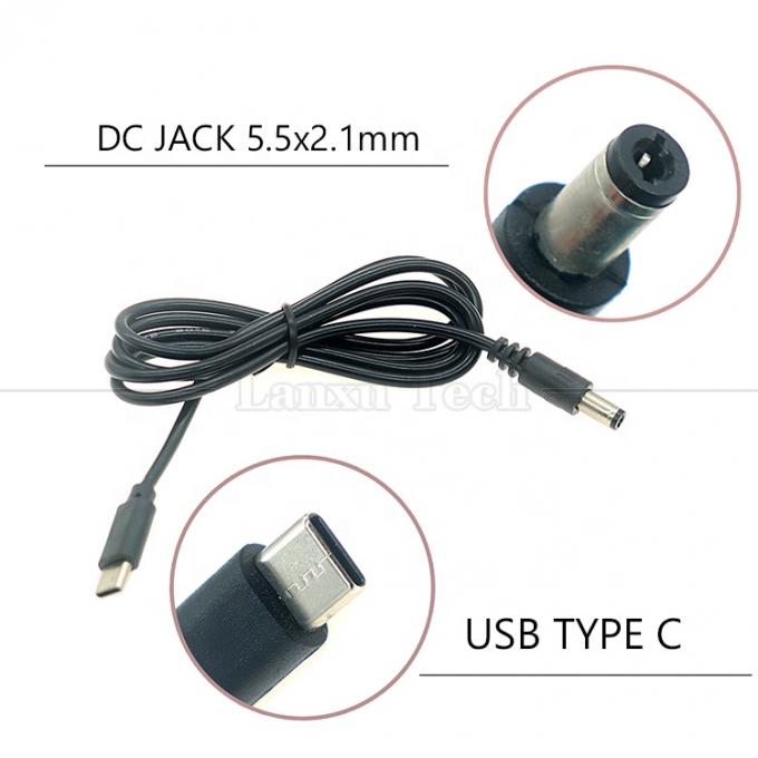 PD φόρτιση 3A 9V 12V 15V 20V USB τύπου C σε DC 5.5x2.1mm Jack Adapter Converter Cable για Wifi Router Modem Projector Camera 1