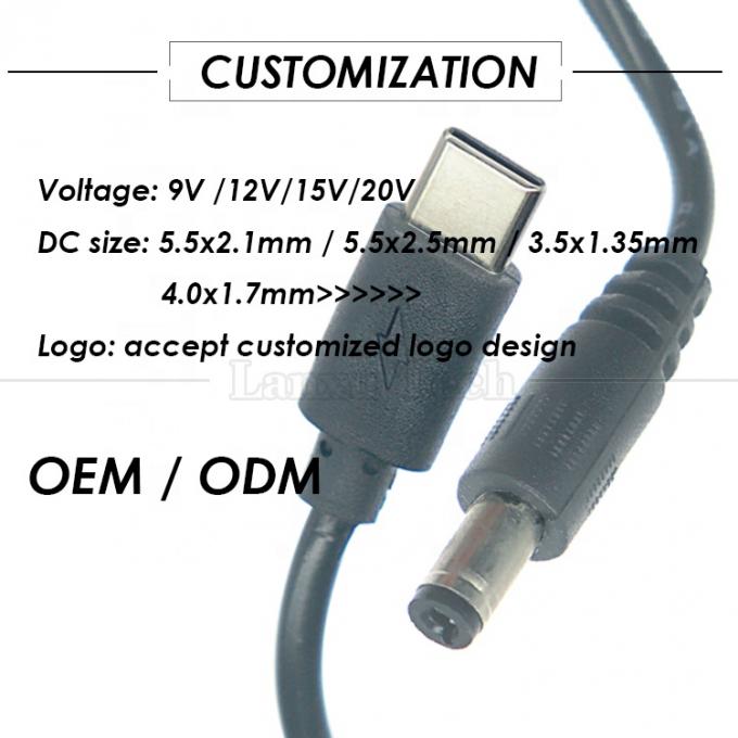 PD φόρτιση 3A 9V 12V 15V 20V USB τύπου C σε DC 5.5x2.1mm Jack Adapter Converter Cable για Wifi Router Modem Projector Camera 5