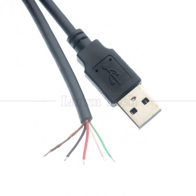 Προσαρμοσμένη ασπίδα USB 2.0 από αρσενικό σε απογυμνωμένο καλώδια ανοιχτό άκρο καλώδιο pigtail 4