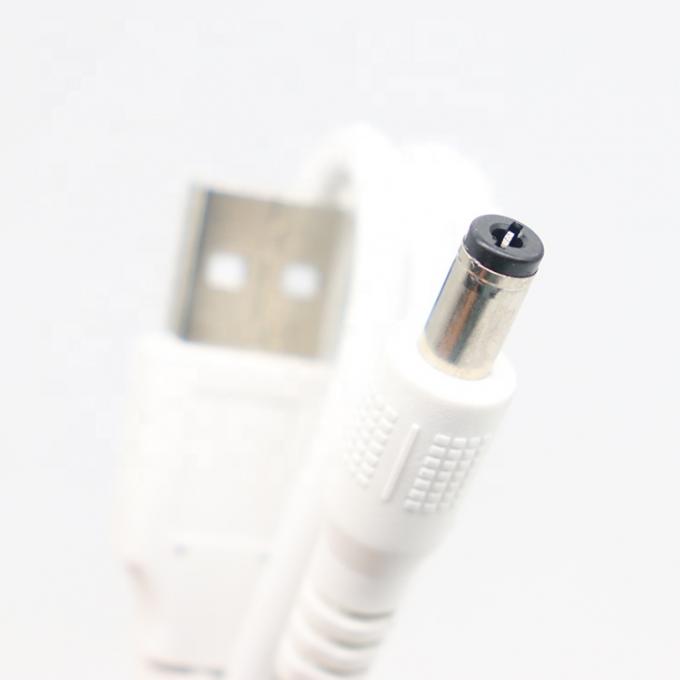 Λευκό 1M 5V USB 2.0 A αρσενικό σε DC Jack 5.5X2.1mm καλώδιο φορτιστή ρεύματος 4