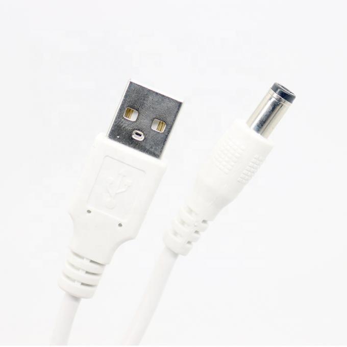 Λευκό 1M 5V USB 2.0 A αρσενικό σε DC Jack 5.5X2.1mm καλώδιο φορτιστή ρεύματος 5