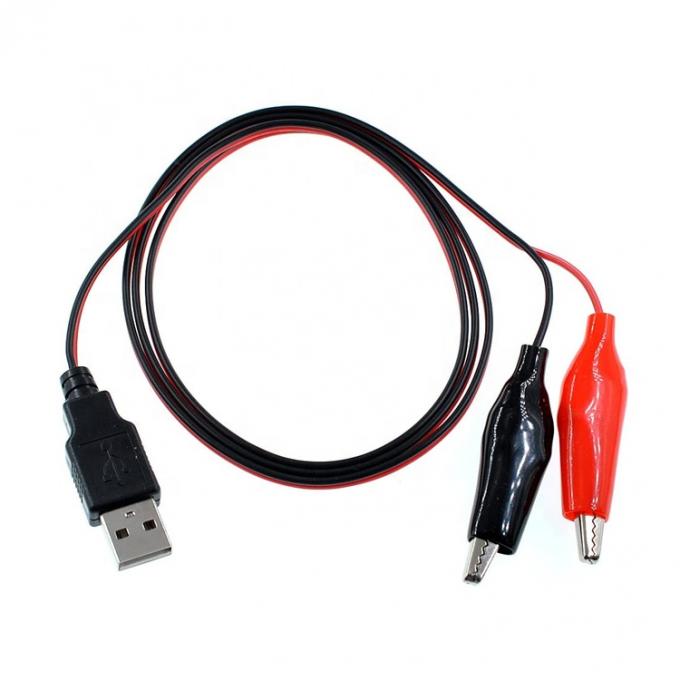 Κροκοδείλιος Κλιπς Αλιγάτορας Κλιπ στο USB A αρσενικό καλώδιο προσαρμοστή καλωδίου δοκιμής για κύκλωμα δοκιμής 0