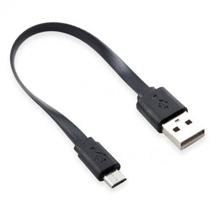 Σύντομο μαύρο λευκό επίπεδο καλώδιο Micro USB για ηχεία Power Bank 0