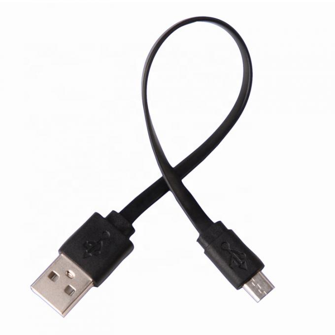 Σύντομο μαύρο λευκό επίπεδο καλώδιο Micro USB για ηχεία Power Bank 1